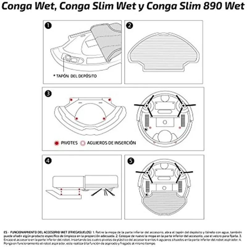 Cecotec Conga Slim y Conga Slim 890 Robotic Vacuum Cleaner Parts water tank and Cloth mop