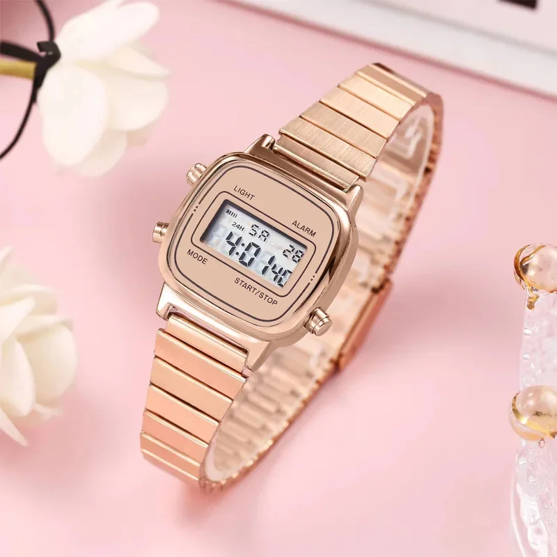 

Retro Square Electronic Watches Digital Display Women Men Watch Rose Gold Silver Luxury Ladies Wristwatches Relojes Para Mujer