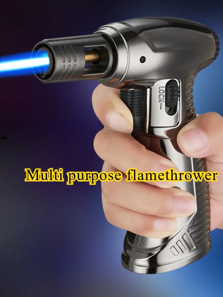 Briquet à Jet de gaz Turbo en métal créatif, torche coupe-vent, pistolet de soudage, flamme bleue, cigare Butane, briquet pour fumer, cuisine, Camping, barbecue.