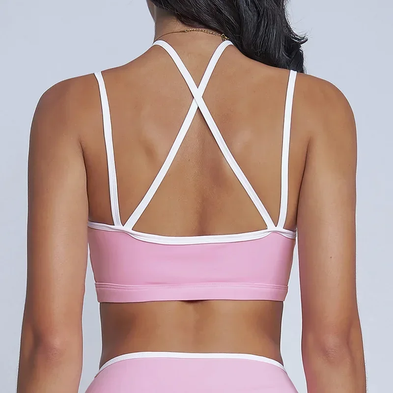 

Sexy Cross Back Sports Bra Women Quick-Dry Hanging Neck Yoga Bras Running Fitness Gym Underwear Shockproof Workout Yoga Clothing