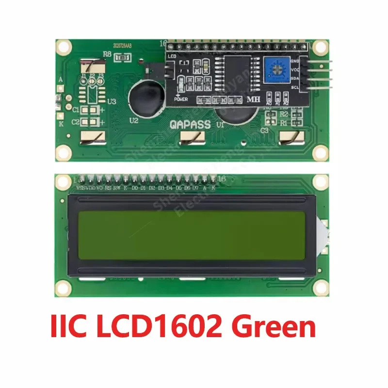 1PCS LCD1602 1602 módulo LCD Azul/Amarelo Verde tela 16x2 caracteres display LCD PCF8574T PCF8574 IIC I2C Interface 5V para ardui
