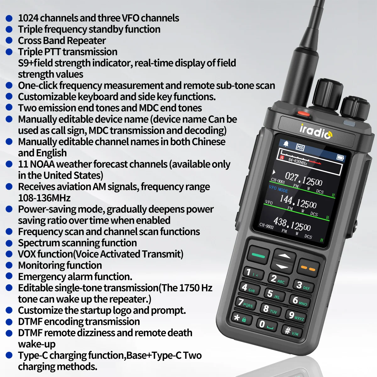 Iradio UV-98 PLUS Walkie Talkie 10W Cross Band Repeater HF AM FM USB LSB CW CB SW MW LW SSB DTMF Shortwave Multi Band Ham Radio image 2