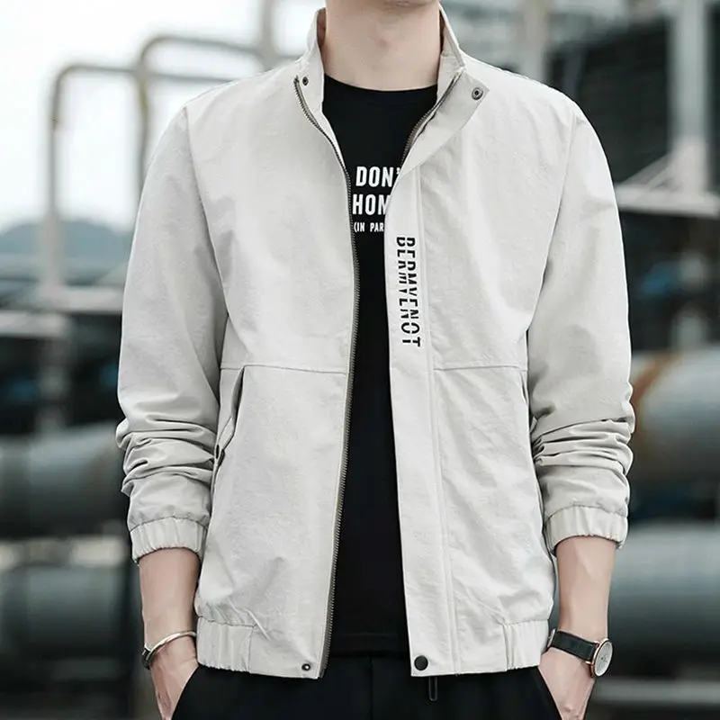 Fashion Stand Collar Solid Color Zipper Casual Shirt Men's Clothing 2022 Autumn New Oversized Loose Tops All-match Korean ShirtS