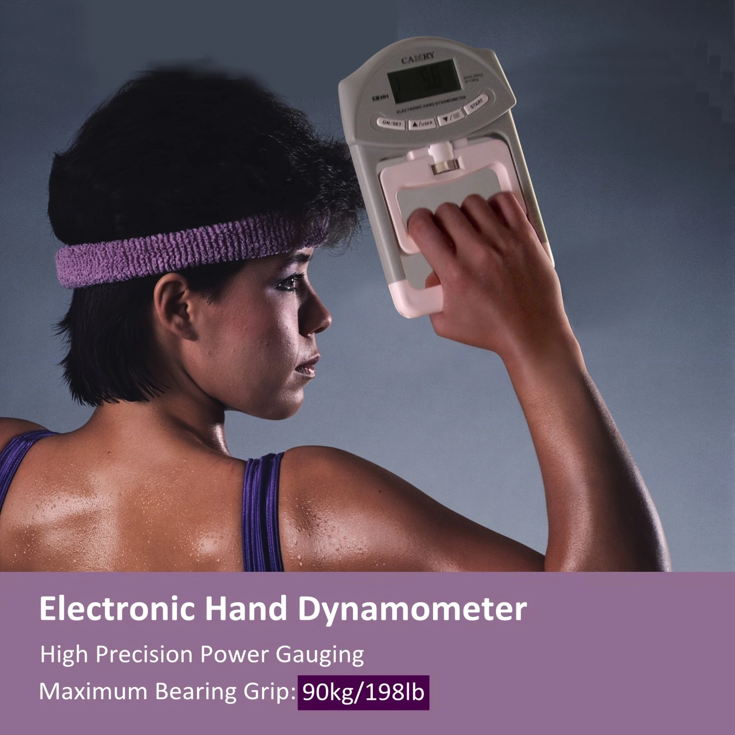 Digital Electronic Hand Dynamometer High-Precision 198 LBS / 90kg Grip Strength Tester with LCD Display & Adjustable Handle