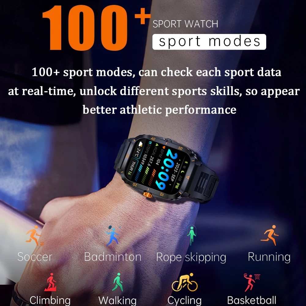 2024 Men Smartwatch 3ATM Waterproof Barometer Altimeter GPS Trajectory Outdoor Sport Bluetooth Call 430mAh 2.0\'\' Smart Watch Men