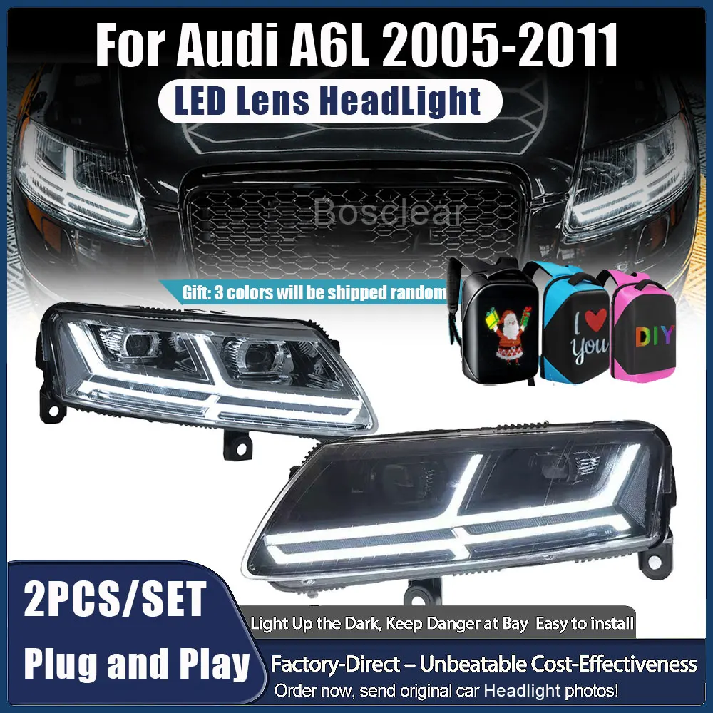 

Headlamps FOR Audi A6 2005-2011 Headlight with Dual Lens Suitable Assembly Daytime Running LED Racing Horse Light Plug and Play