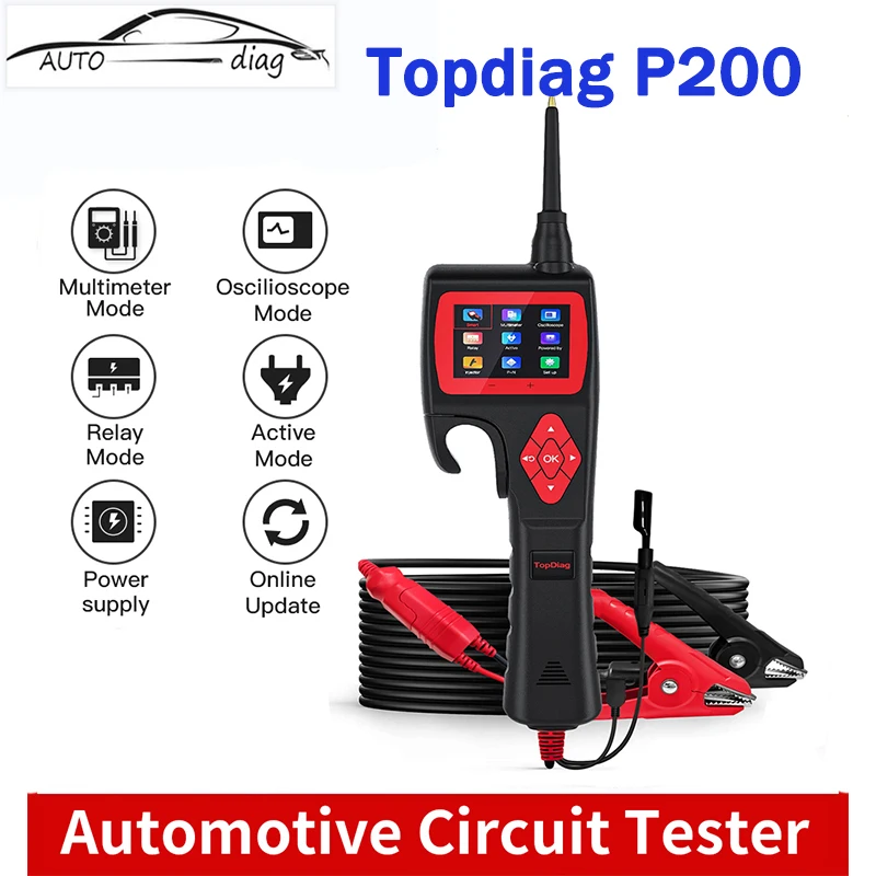 

Topdiag P200 Power Probe Car Circuit Analyzer Automotive Oscilloscope Electronic Pulse Injector Relay 9-30V Car Diagnostic Tool