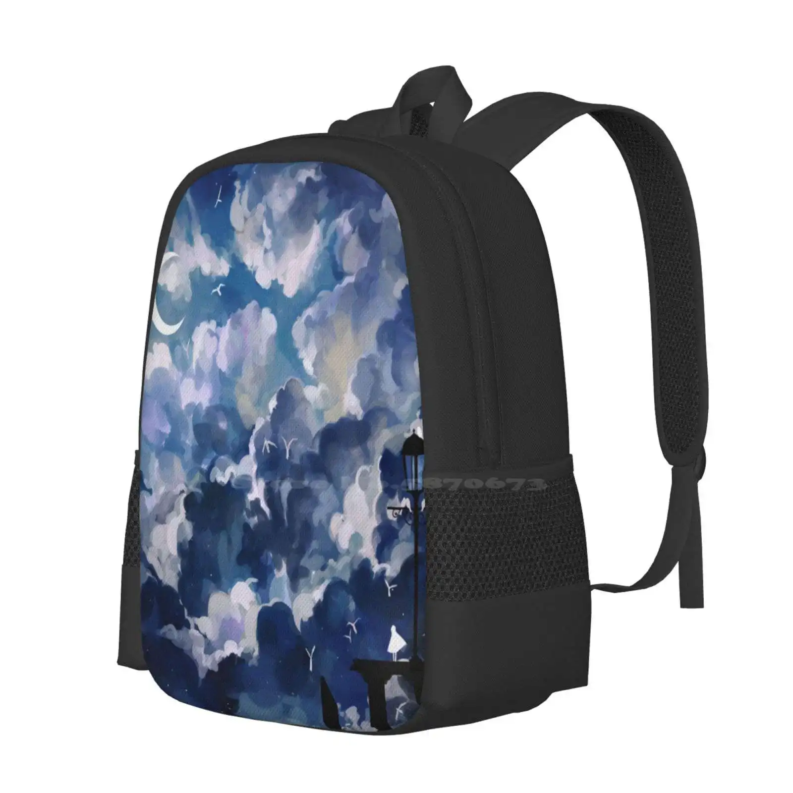 The Sky-Wanderer. Teen College Student Backpack Pattern Design Bags Landscape Journey Blue Clouds