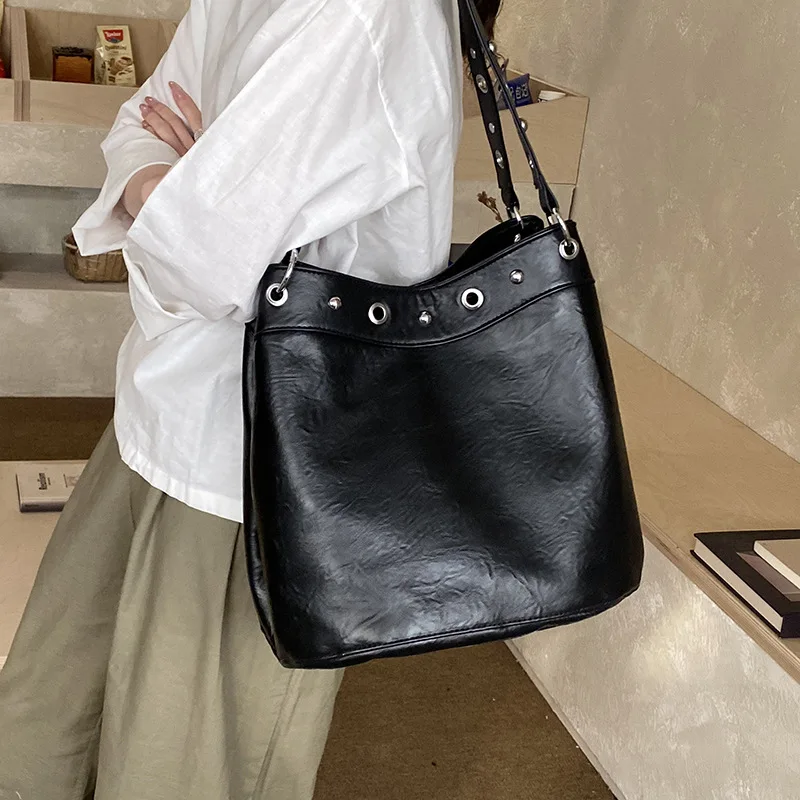 Rivet Women's Shoulder Bag Large Capacity , Ideal for Daily Commute handbag, Weekend Shopping, Short Travel, School big totes