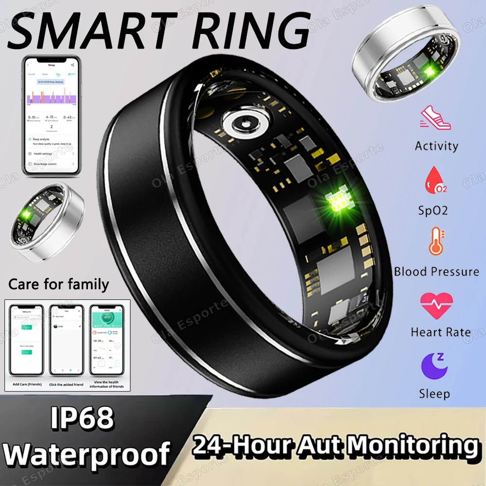 

New Smart Fitness Ring Men Women Health Sleep Monitor Heart Rate Tracker Rings 5ATM Waterproof Multiple Sports Modes Smartring