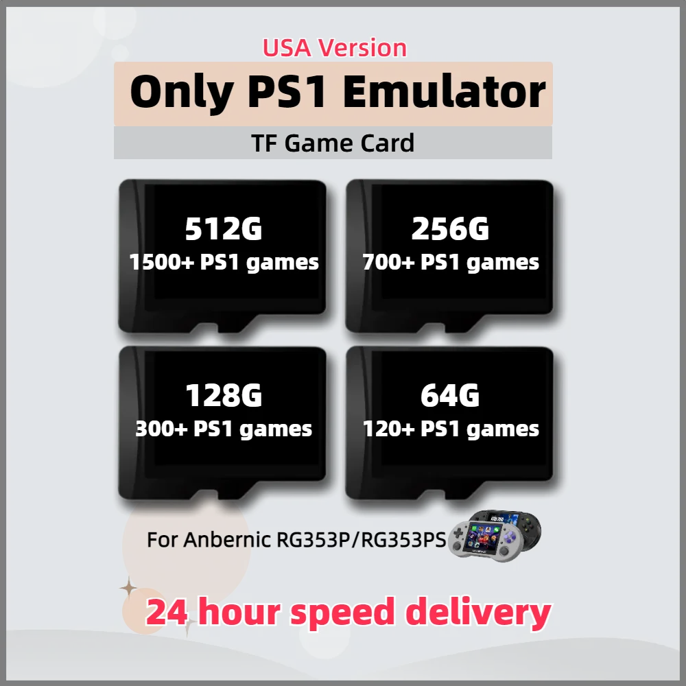 PS1 Game Card For Anbernic RG353P RG353PS USA Version TF Memory 1500+ 512G Classic Retro Plug&Play 700+ 256G 300+ 128G 120+ 64G