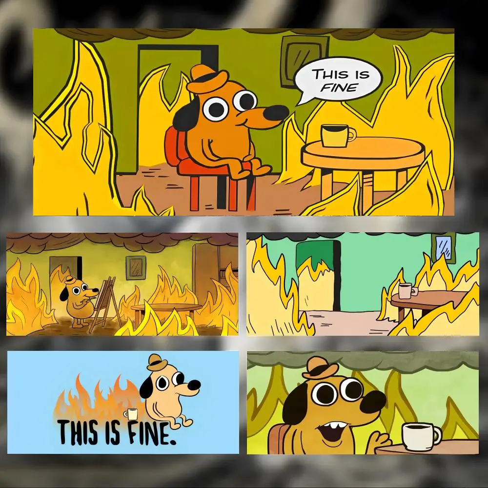 Funny Cute Cartoon T-This Is Fine Dog Dachshund Dog Mouse Pad Large Thick Desk Pad Stitched Edges Gaming Mouse Mat for PC