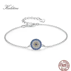 KALETINE Lucky 925 Sterling Silver Bracelets For Women Blue CZ Evil Eye Bracelet Turkey Fine Jewelry Mini Gift for Girl