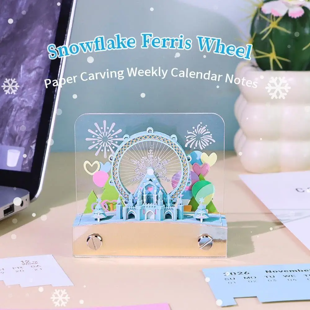 3D Calendar 2026 Ferris Wheel Paper Sculpture Calendar Notes Timepiece Sticky Desk For Christmas Organization Planning Home Work