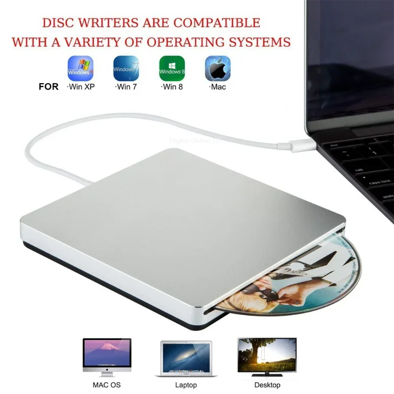 Tp-c DVD Drives Optical Drive External DVD RW Burner Writer Recorder Load Slot CD ROM Player for Apple Macbook Pro Laptop PC Hot