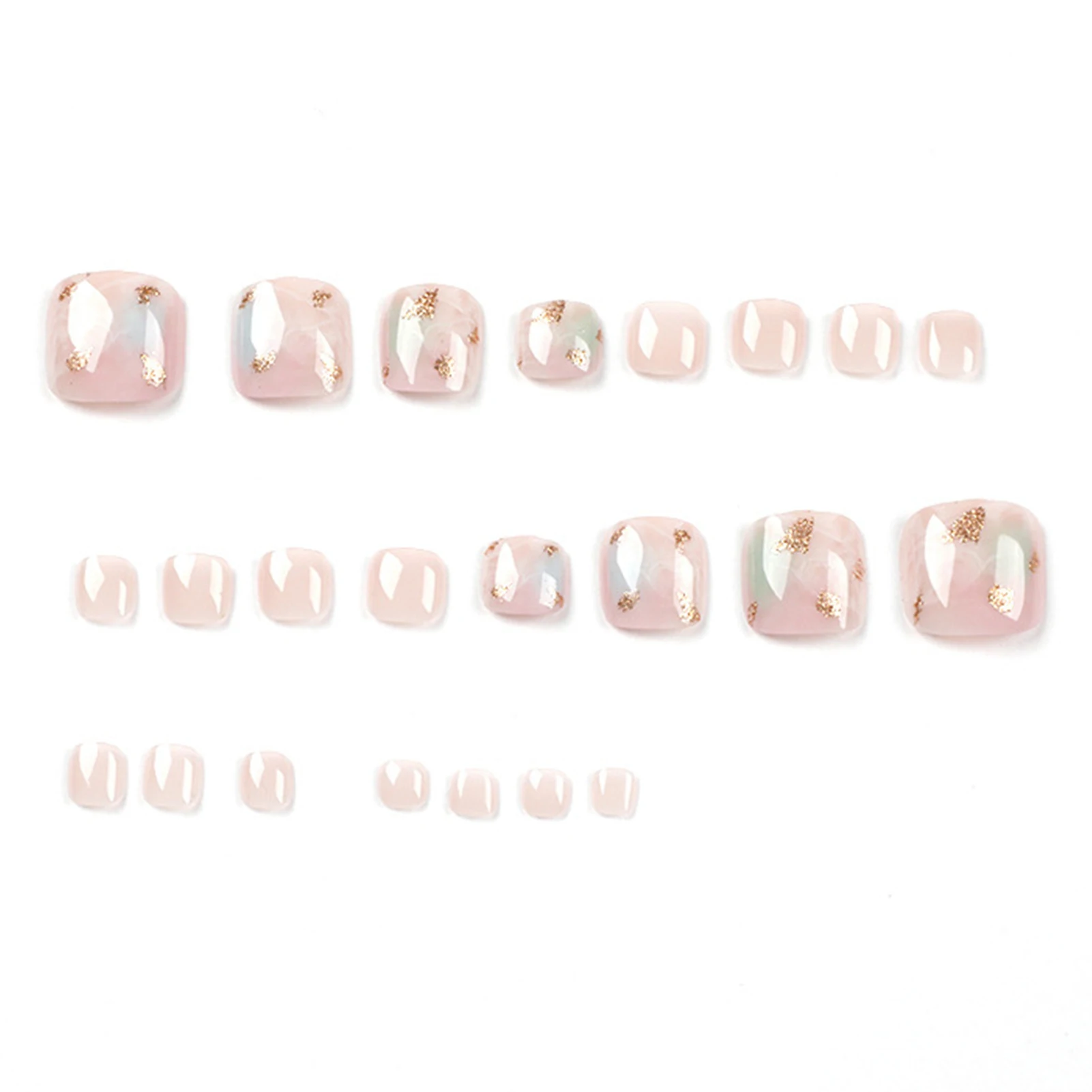 Gold Foil Decorations Fake Nails Ultrathin and Breathable Fake Toenails for Professional Salon Daily Use