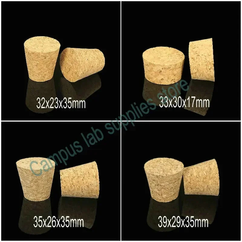 50pcs/lot ( Top-Diameter13mm-39mm) Wooden Corks Stopper, Lab Test Tube Cork