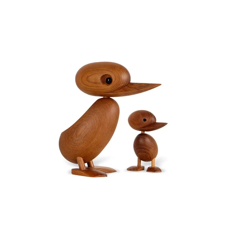 

Nordic Puppet Duck and Duckling Teak Woodcarving AnimalsHome Furnishing Ornaments Soft Decoration Study Desktop Decor Miniatures