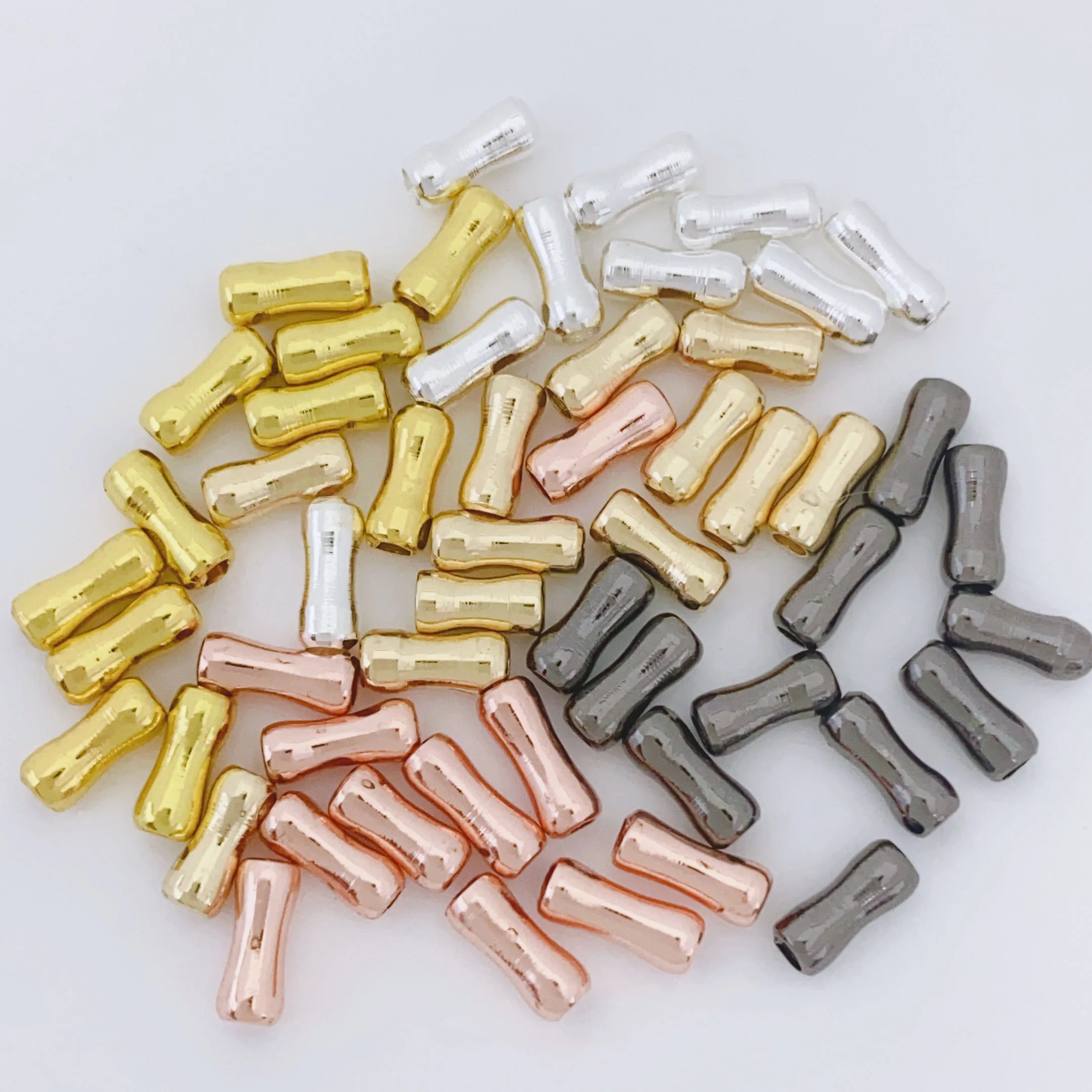 

50pc Copper Gold-plated Bone Bamboo Straight Tube Spacer Bead DIY Pearl Bracelet Necklace Jewelry Material Accessories Wholesale