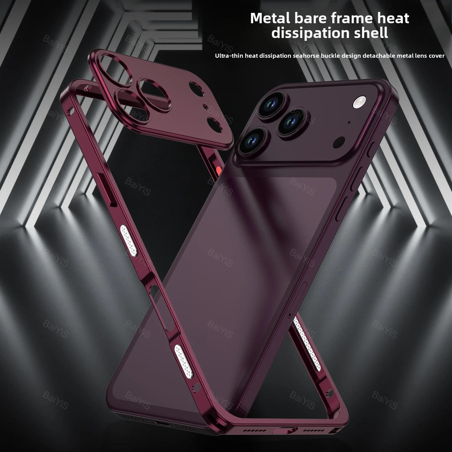 Capa de Telefone de Luxo em Liga Metálica com Protetor de Lente para iPhone 18 17 16 15 14 13 Pro Max Plus, Dissipação de Calor e Proteção Contra Impactos
