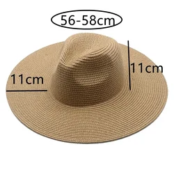 Kobiety kapelusze duże rondo 11cm mężczyźni kobiety Khaki białe czarne kapelusze słomkowe ochrona przed słońcem plaża kobiety letnie kapelusze wiadro Sombreros De Mujer