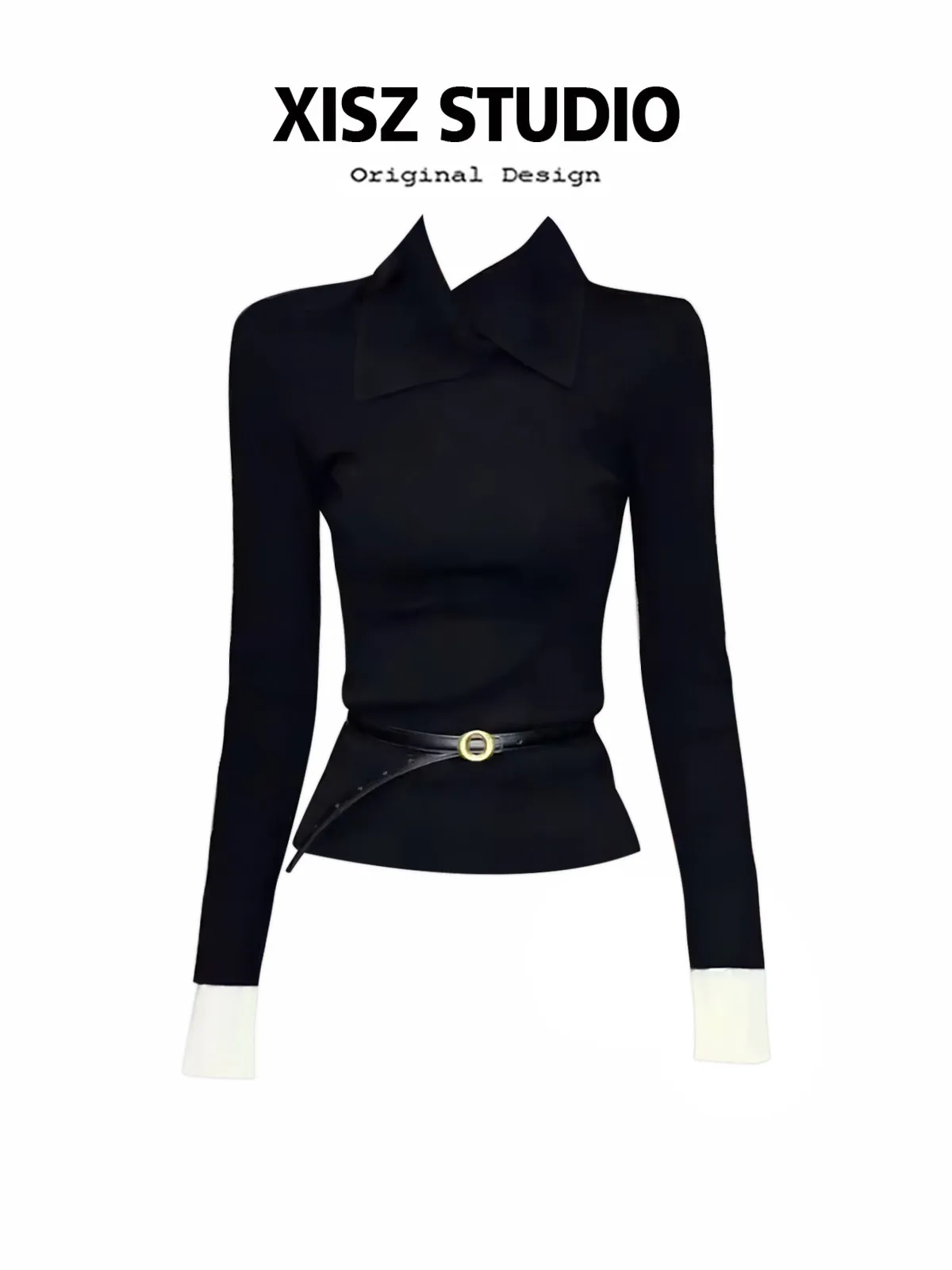 Women Black GothicT-shirt Harajuku Y2k Tee Top 90s Vintage Long Sleeve Turtleneck T-shirts Emo 2000s Clothes