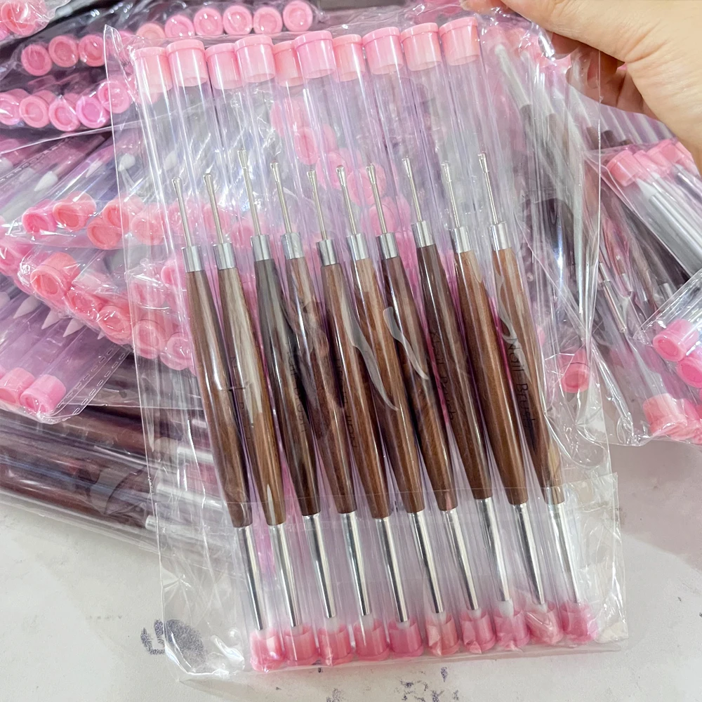 1/2 stücke Doppel Kopf Silikon Nail art Geschnitzte Pinsel 2in1 Carving Blume Malerei UV Kleber Mix Nagel Builder stift 16*1 cm Maniküre Werkzeug