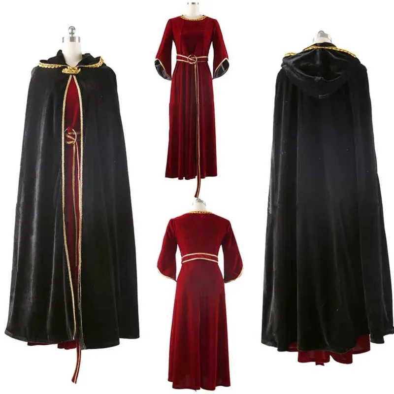 sisi 2233 disfraz de Cosplay de Anime para madre Gothel, vestido largo de princesa roja para mujer adulta, cinturón con capa, trajes, baile de Carnaval de Halloween
