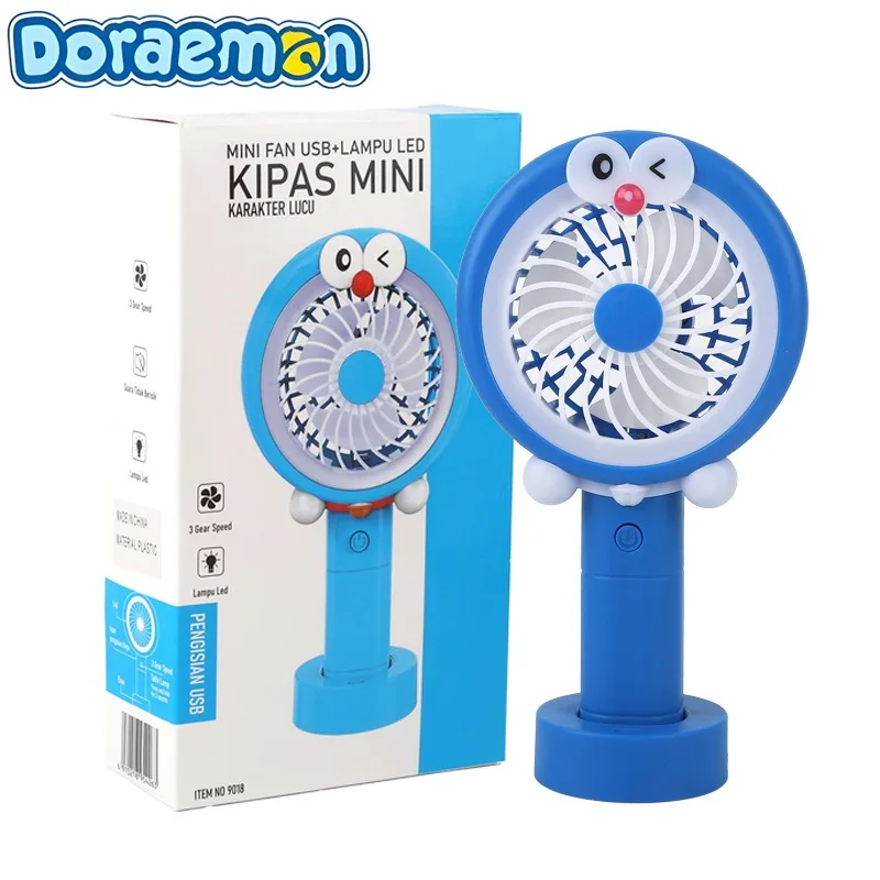 

Мини-ручной вентилятор с подсветкой Cartoon Doraemon, зарядка через USB, для наружного использования летом, портативный и подходит для переноски