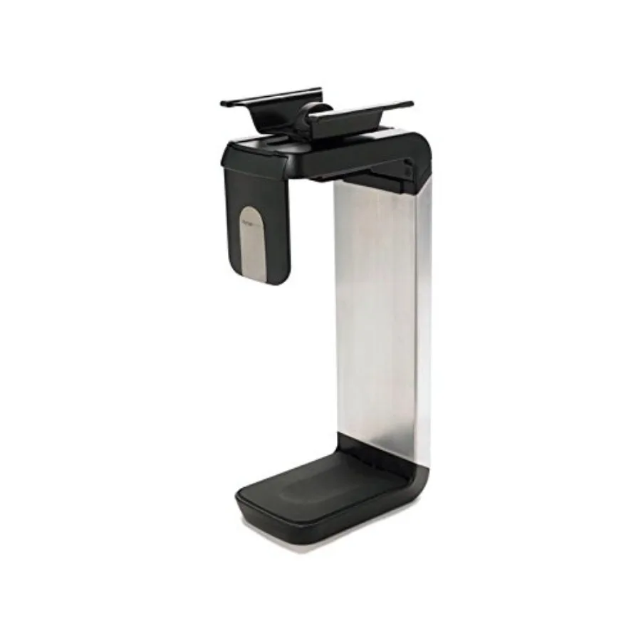 Desktop and Server CPU Holder in Brushed Black Aluminium with Black Plastic, 43cm, Heat-Resistant and Anti-Slip