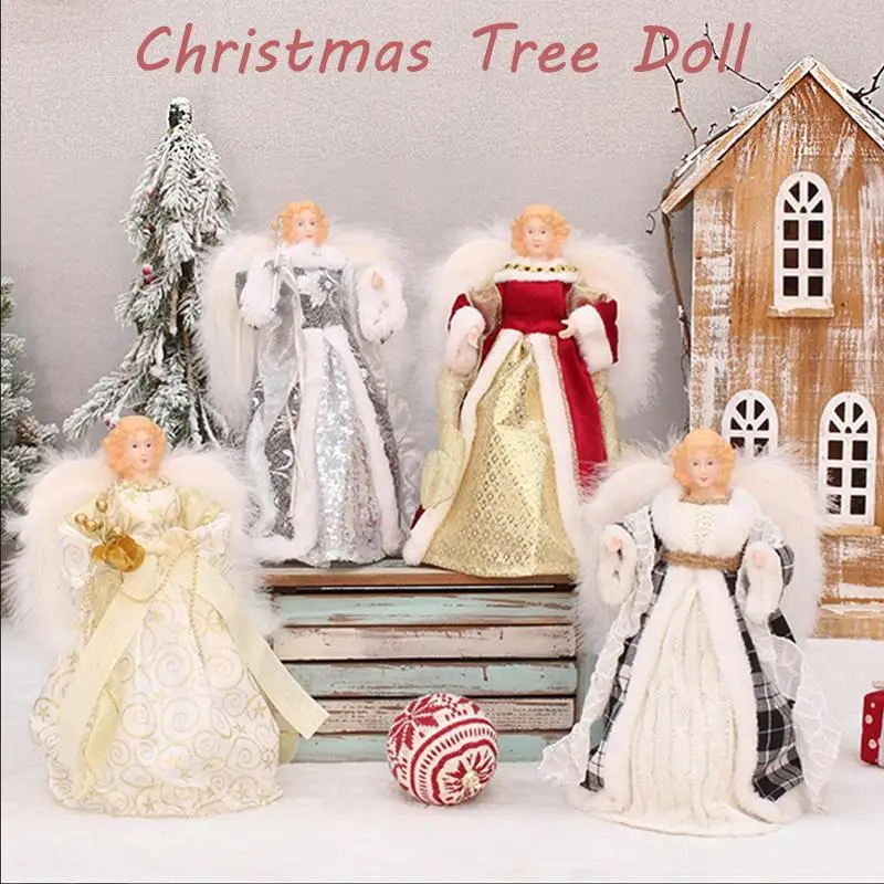 Angel Tree Topper Tree Top Angel White Feather Wings 7.08in Angel Treetop Figurine Christmas Tree Topper Ornaments For Birthday