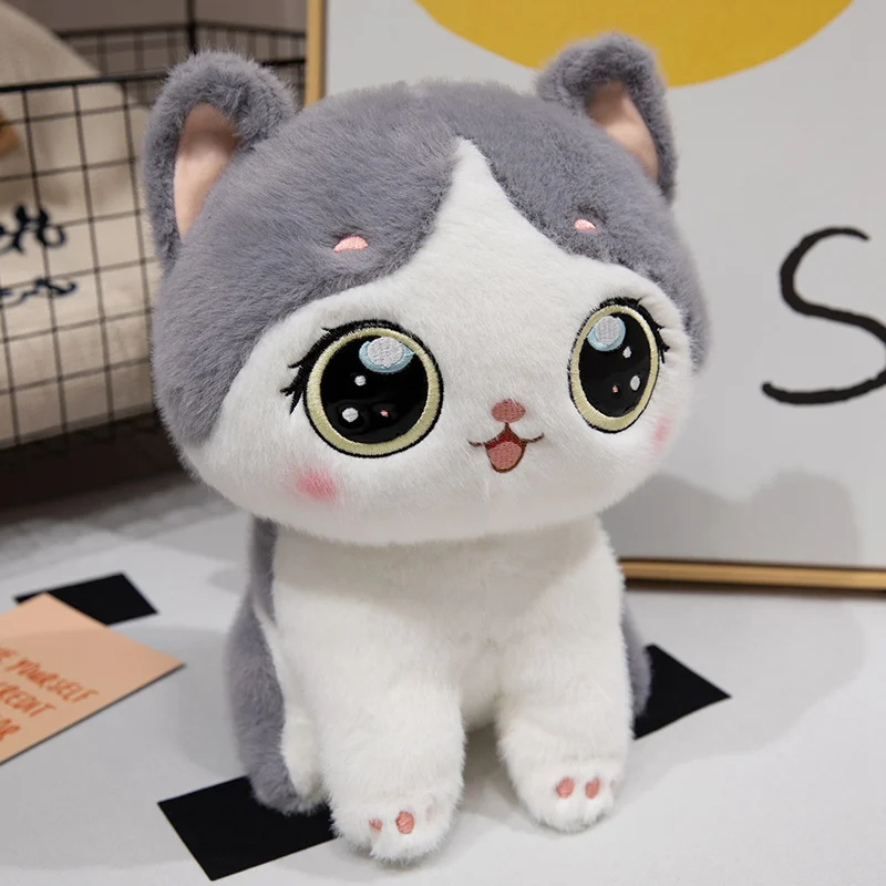 Lindos juguetes de peluche de gato de 2 tamaños, la serie curativa, los gatos trae el calor y la mente de la paz para regalos de compañía para niños