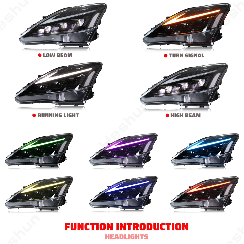 Pair Led Headlights For Lexus IS250 IS250C IS350 IS350C IS220d 2006-2013 Front lamp Head Light W/Dynamic Animation W/Amber Lamps