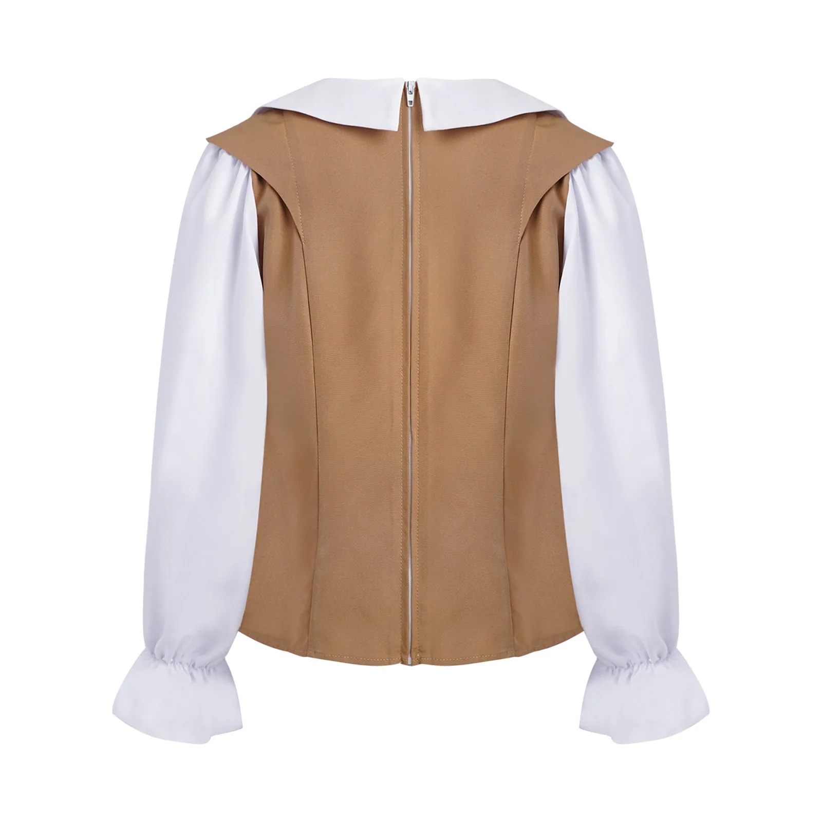 أطفال بنين قميص عصر النهضة الفيكتوري زي الباليه الرقص الأعلى الرجعية طويلة الأكمام الجبهة تقاطعات كتلة اللون المرقعة قميص