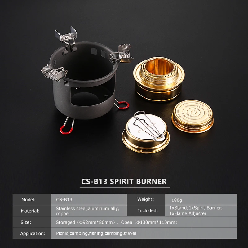 ALOCS CS-B02/B13 Compact Mini Spirit Burner Alcohol Stove with Stand for Outdoor Backpacking Hiking Camping Furnace