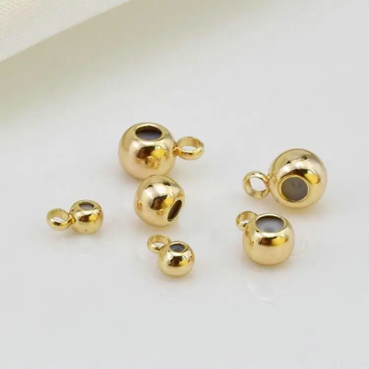 3MM 4MM 5MM 14K Gold Color Plated and Rubber Spacer Beads Charms Connector Diy Jewelry Findings Accessories