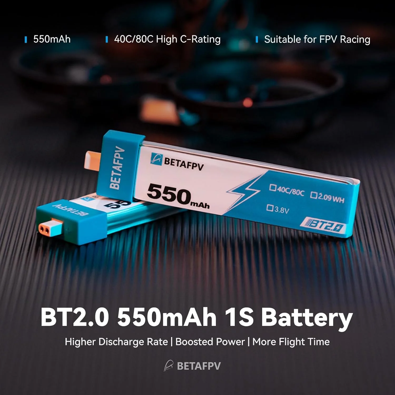 BT2.0 550mAh 1S 3.8V 40C/80C Lipo Battery Compatible 75-85mm 1S FPV Racing Whoop D rone Quadcopters D rone Accessory