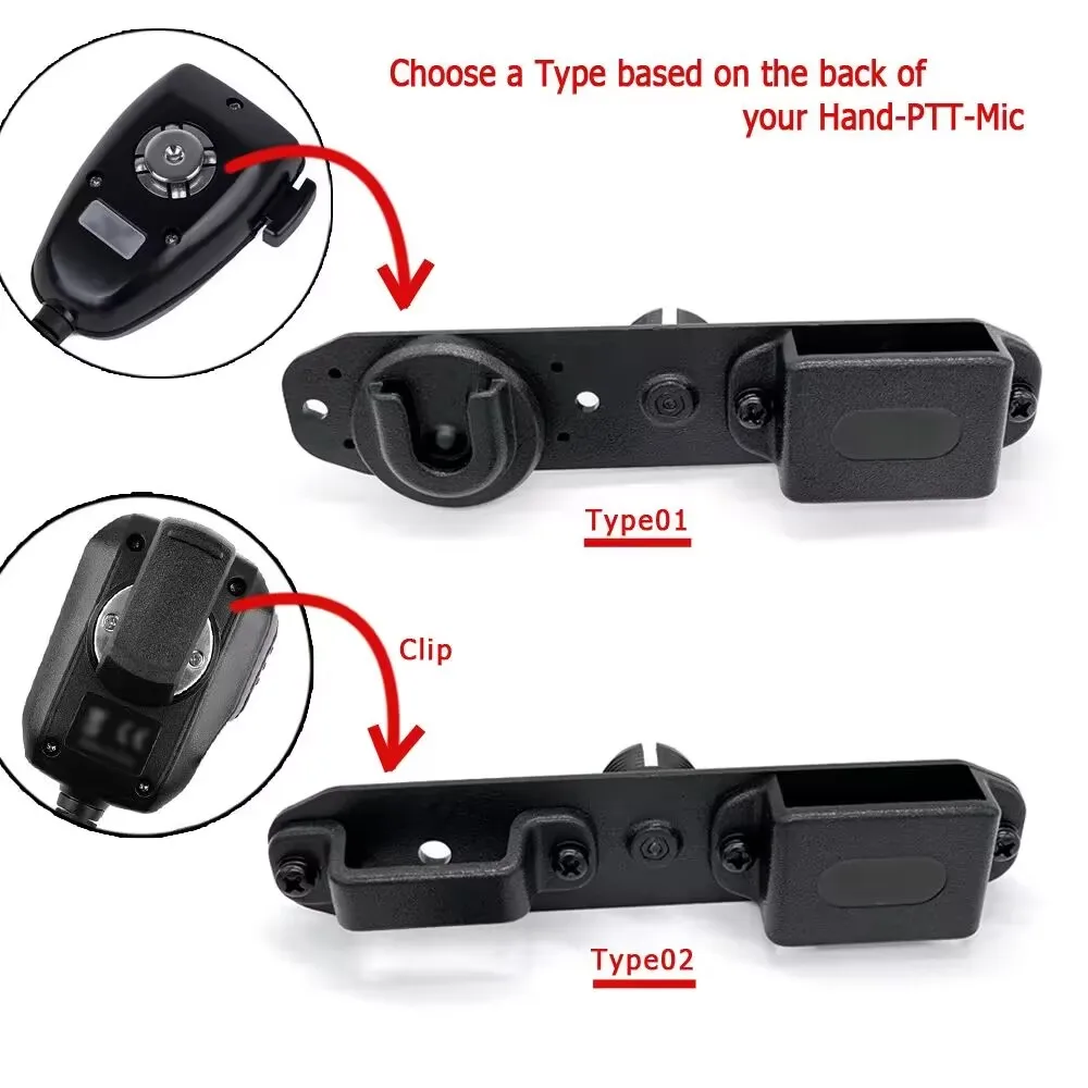 Suporte para carro walkie talkie suporte acessórios 2 em 1 na mão do carro ptt microfone alto-falante montagem para rádio em dois sentidos montagem suporte para carro