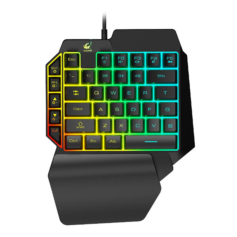 

Левая механическая клавиатура с RGB-подсветкой, компактная портативная игровая клавиатура Plug Play, портативный компьютер, клавиатура со смешанной подсветкой