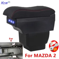 For MAZDA 2 Armrest box For Mazda 2 Demio Car Armrest Curved Surface leather Car Storage Box Interior Dedicated car accessories