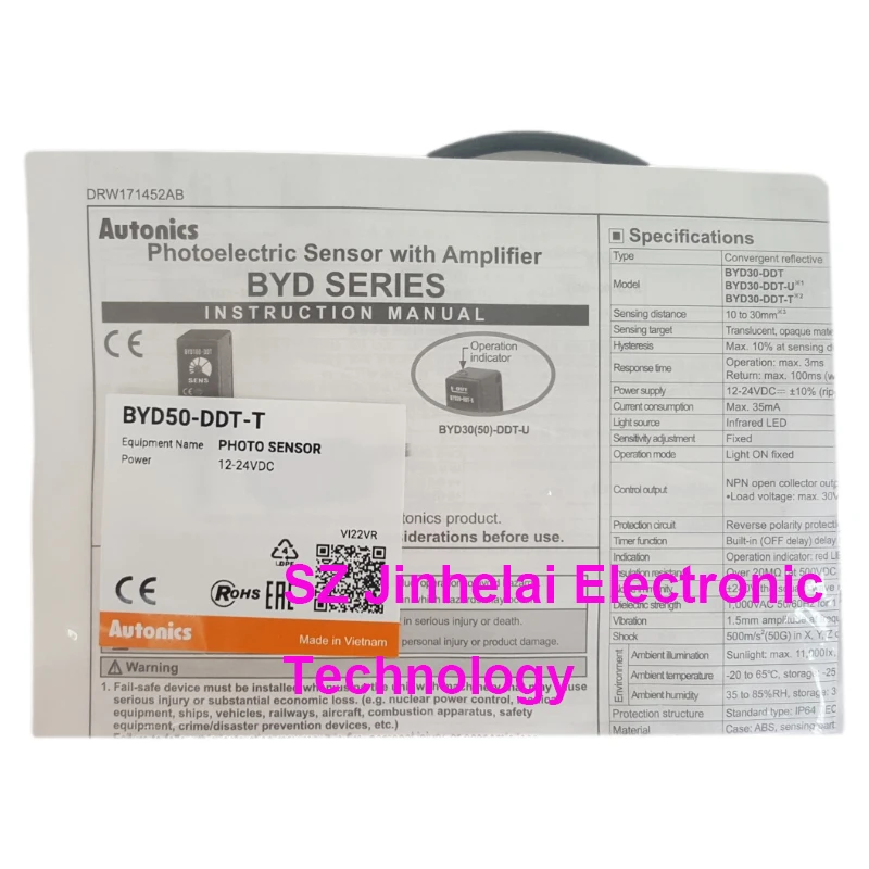 100% Mới Và Ban Đầu BYD50-DDT BYD50-DDT-T Autonics Cảm Biến Ảnh DC12-24V