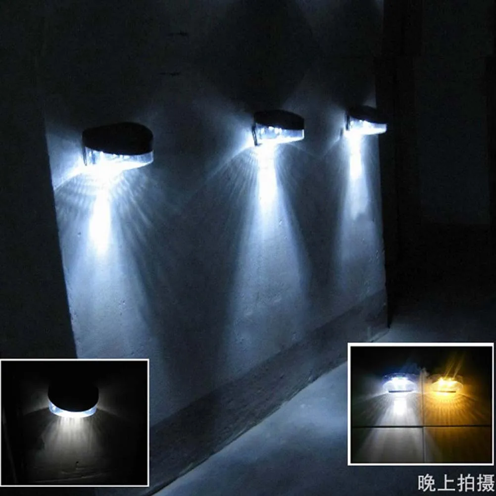 

4Pcs Solar Fence Light Outdoor LED Wall Lamp Garden Porch Garage Pathway Energy Saving ABS Material Easy Install Remove