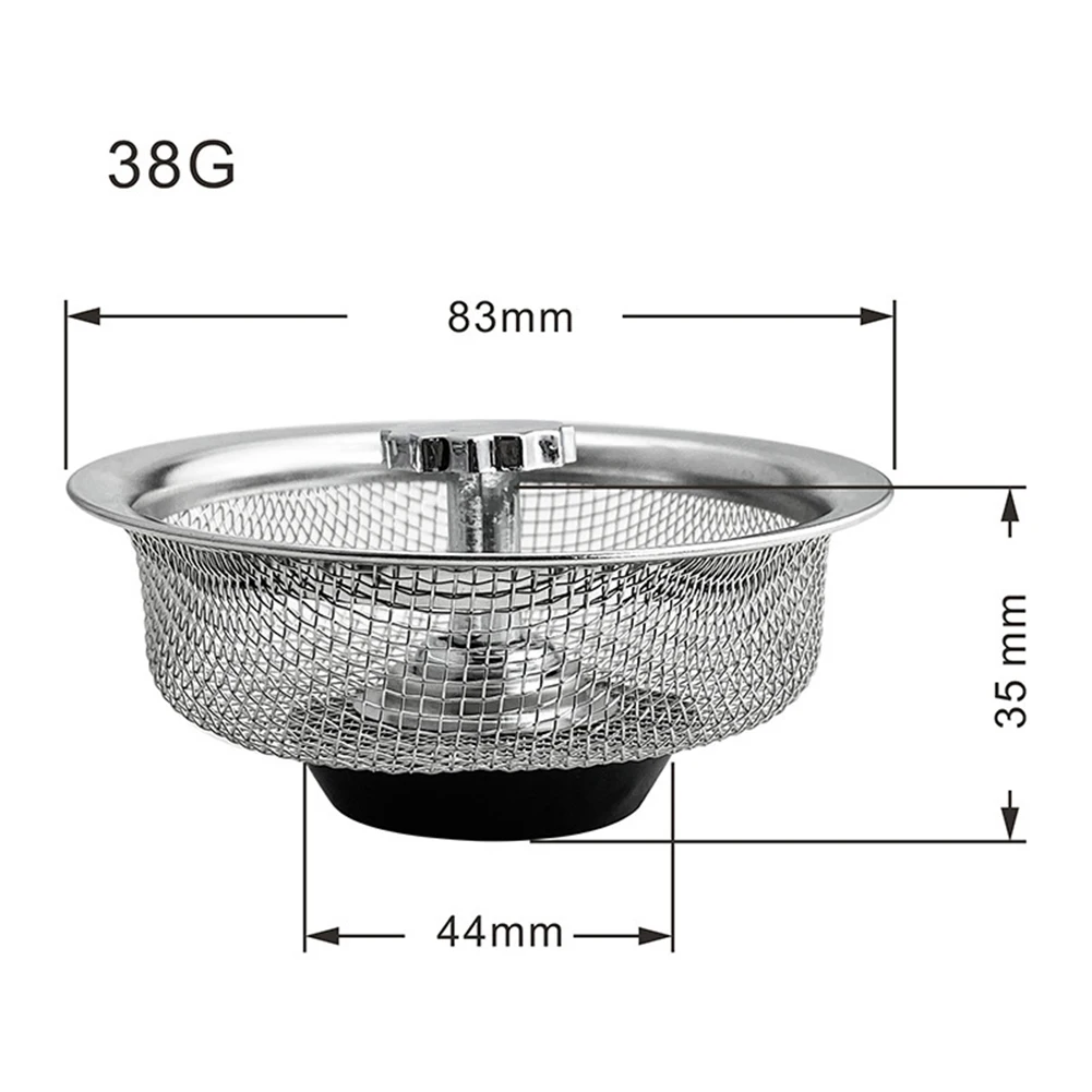 For Kitchen Sink Silver Kitchen Sink Strainer Stainless Steel Strainer Drain Filter Handle Design Drain Basket