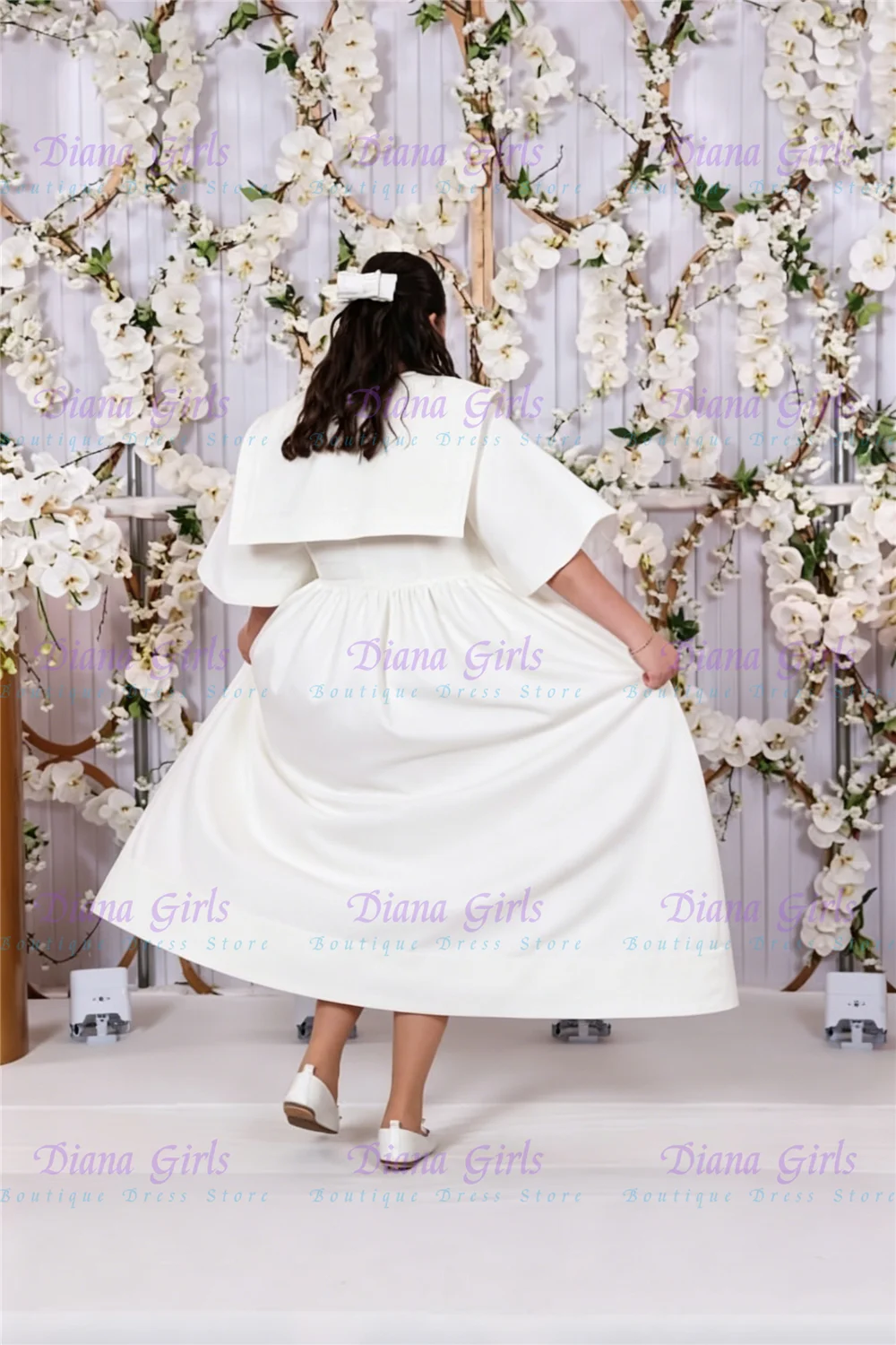 New Elegant Pink Flower Girl Dress Quality Satin Fluffy Big Bow for Kids Wedding Birthday Party Evening Ball Gowns Customisable
