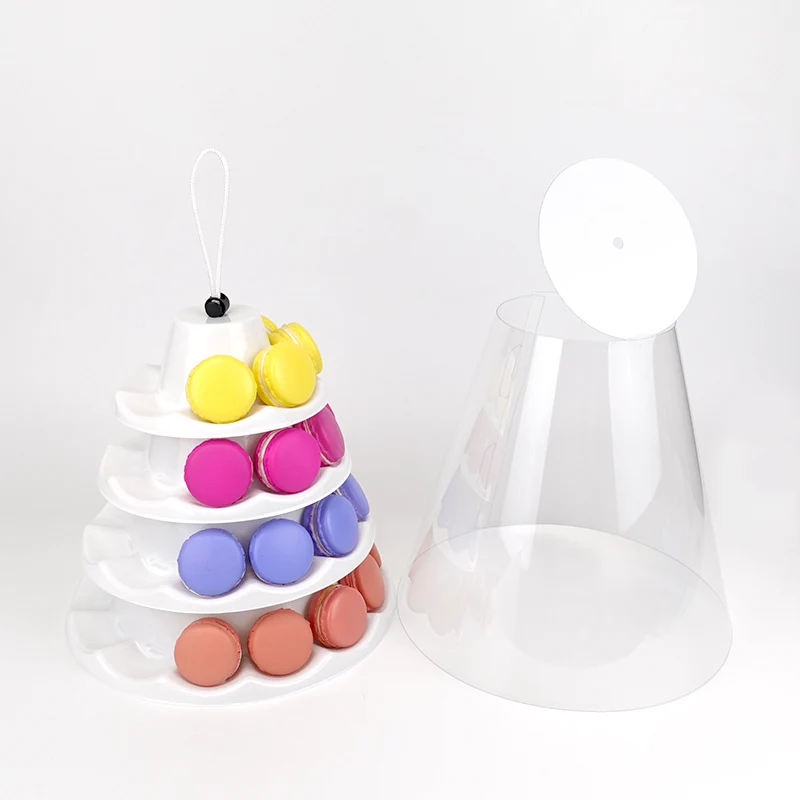 Espositore a torre Macaron piramide amaretto a 4 livelli per Macaron Cupcake torta fondente Stand decorazione torta nuziale attrezzo da cucina