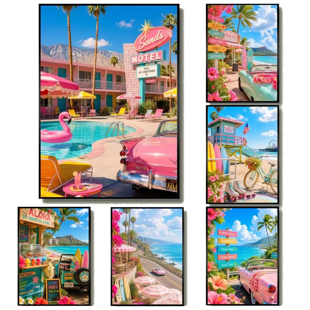 Summer in Hawaii Painting Calligraphy Canvas Wall Art Posters Celebrity Art Prints Aesthetic Room Decor Bedroom Home Gift