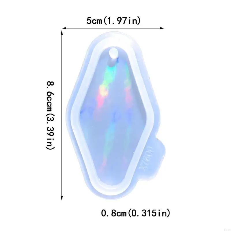 R9JE Holográfico Rhombus Keychain Silicone Keychain