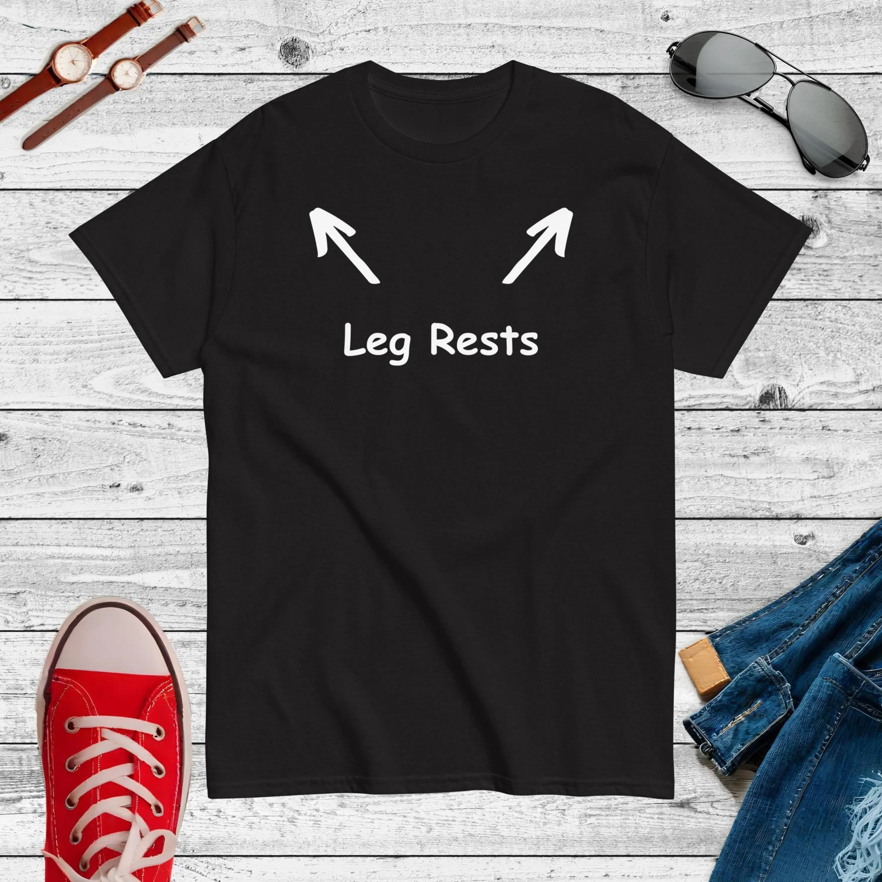 Leg Rests T Shirt Funny Mens for Him Adult Humor Inappropriate Joke Meme
