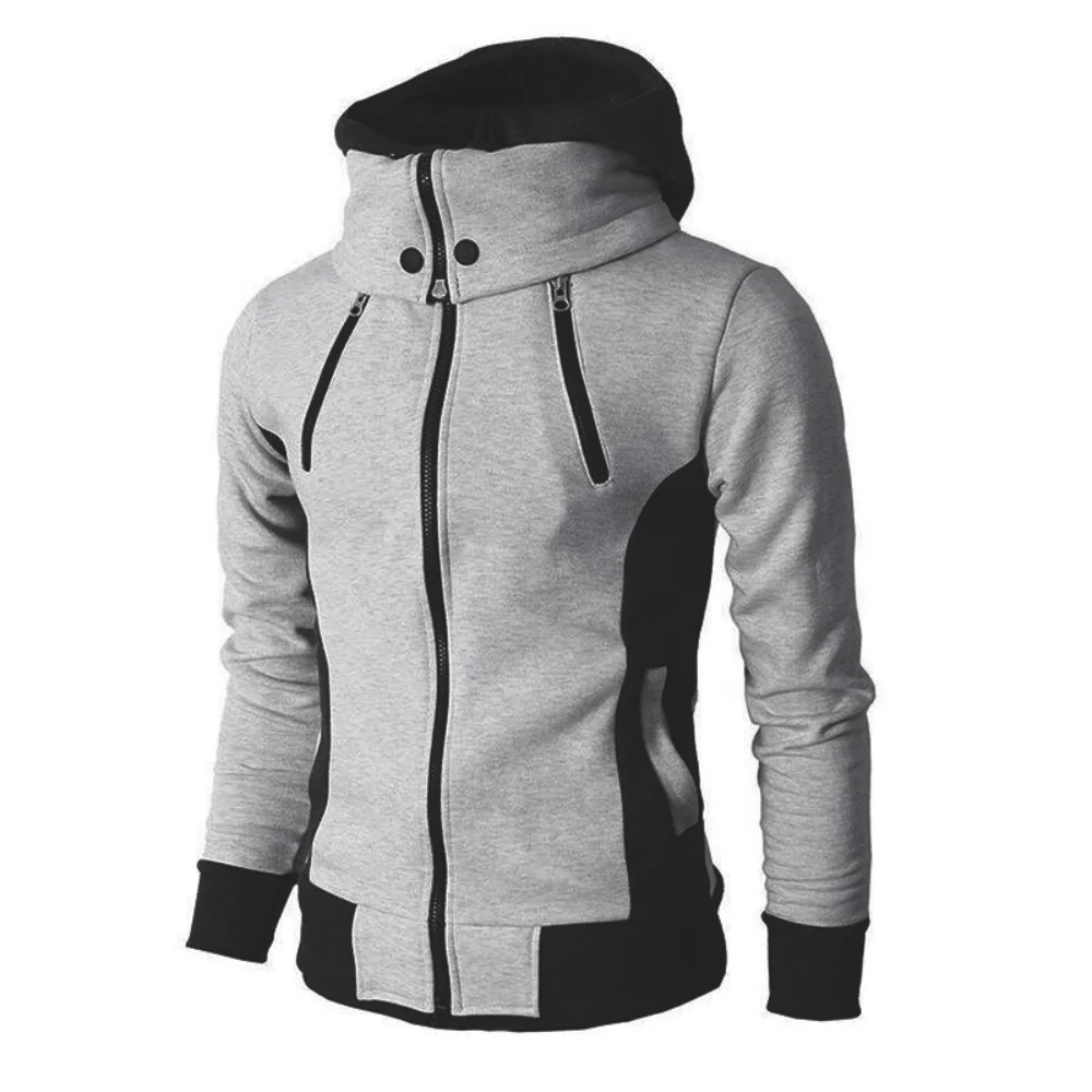 Kurtki męskie z zamkiem błyskawicznym Jesień Zima Casual Fleece Coats Bomber Jacket Scarf Collar Fashion Hooded Male Outwear Slim Fit Hoody