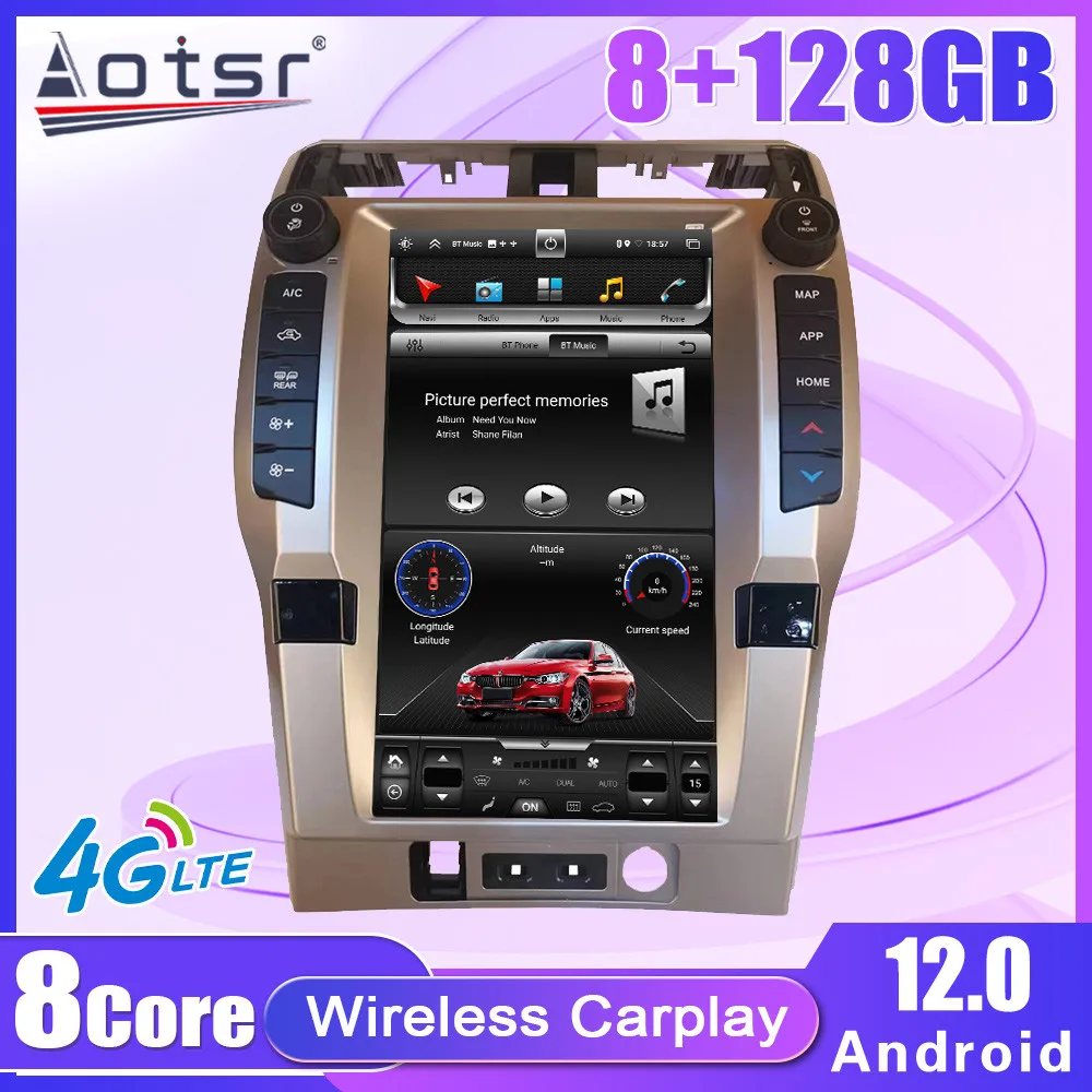 6+128GB Android  12 Automotive Multimedia  2005-2019 For Toyota 4Runner Car Wireless Carplay Record Player  Head Unit